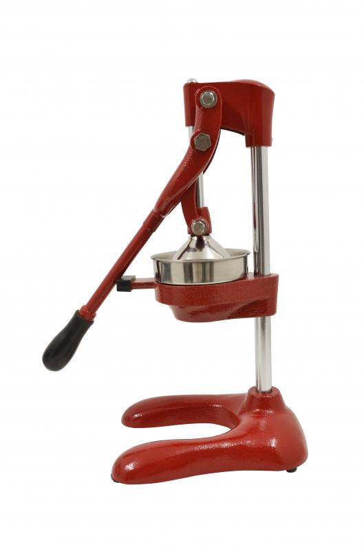Manual Cast-Iron Red Citrus Squeezer with 5" Cutter Plate Diameter